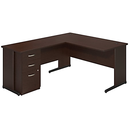Bush Business Furniture Components Elite C Leg L Shaped Desk With Storage, 60"W x 30"D, Mocha Cherry, Premium Installation