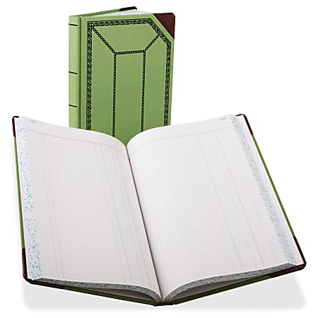 Boorum & Pease Boorum 67-1/8 Series Canvas Journal Books - 150 Sheet(s) - 20 lb - Sewn Bound - 7 3/4" x 12 1/2" Sheet Size - White Sheet(s) - Red, Blue Print Color - Olive Green Cover - Bond Paper - 1 Each