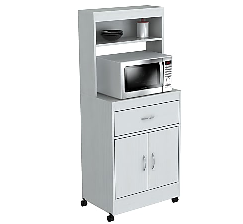 Inval Storage Cabinet With Microwave Stand, 2 Shelves, 54"H x 24"W x 16"D, Laricina White