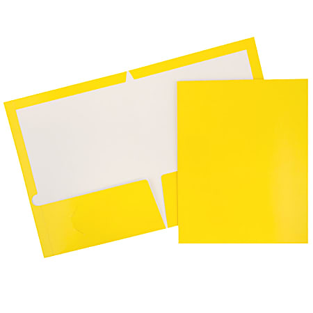 JAM Paper® Glossy 2-Pocket Presentation Folders, Yellow, Pack of 6