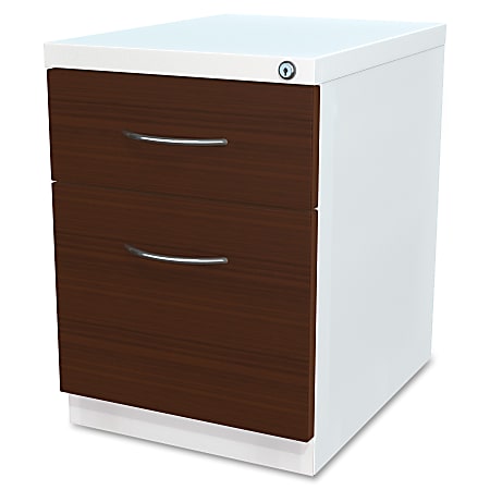 Lorell® 19"D Vertical 3-Drawer Mobile Pedestal Box/File Cabinet, Metal, White/Brown