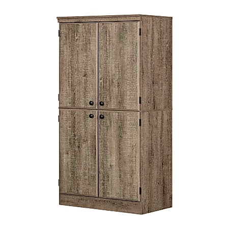 South Shore Morgan 4-Door Storage Armoire, 69-1/2”H x 33”W x 19-1/2”D, Weathered Oak