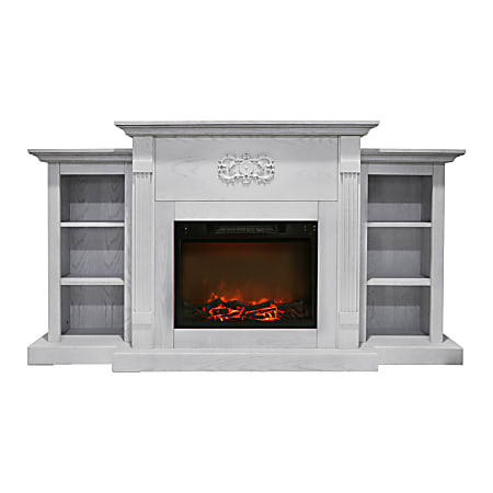 Cambridge® Sanoma Electric Fireplace With Built-In Bookshelves And Charred Log Insert, White