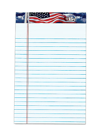 TOPS™ American Pride™ Writing Tablet, 5" x 8", Jr. Size, Legal Rule, White, 50 Sheets Per Pad, Pack Of 12 Pads