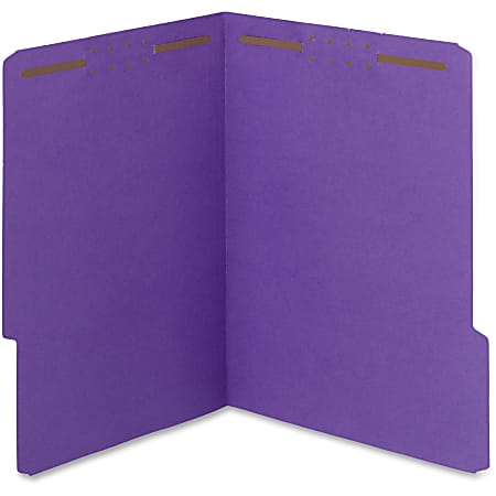 Smead® WaterShed® CutLess® 1/3-Cut Fastener Folders With 2 Fasteners, Letter Size, Purple, Box Of 50 Folders