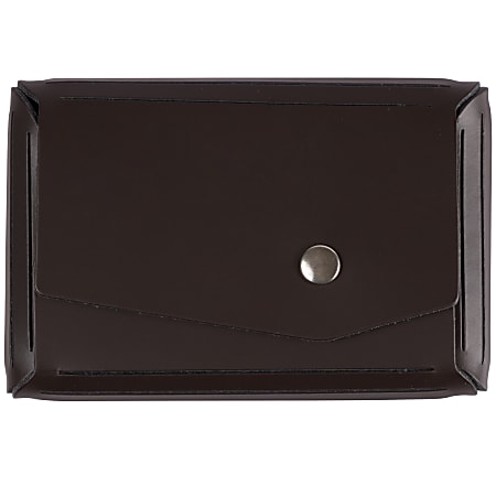 JAM Paper® Leather Business Card Case, Angular Flap, 2 1/2" x 4" x 3/4", Dark Brown