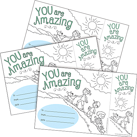 Barker Creek Color Me! Awards & Bookmarks Set, 8-1/2" x 5-1/2", You Are Amazing, Set Of 90 Awards