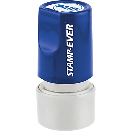 Stamp-Ever Pre-inked Pad Round Stamp - Message Stamp - "PAID" - 0.75" Impression Diameter - 50000 Impression(s) - Blue - 1 Each