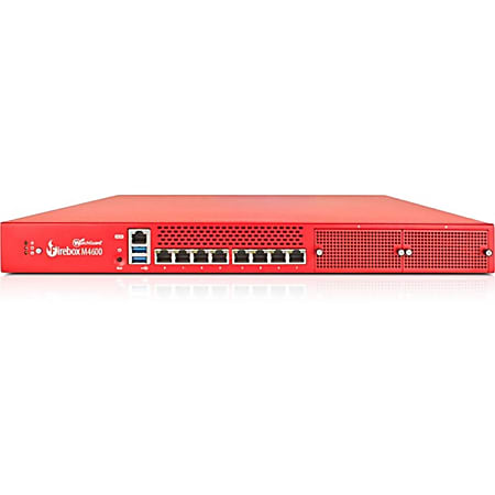 WatchGuard Firebox M4600 and 1-yr Standard Support - 8 Port - 10/100/1000Base-T Gigabit Ethernet - AES (192-bit); 3DES; AES (128-bit); RSA; AES (256-bit); DES; SHA-2 - 8 x RJ-45 - Rack-mountable