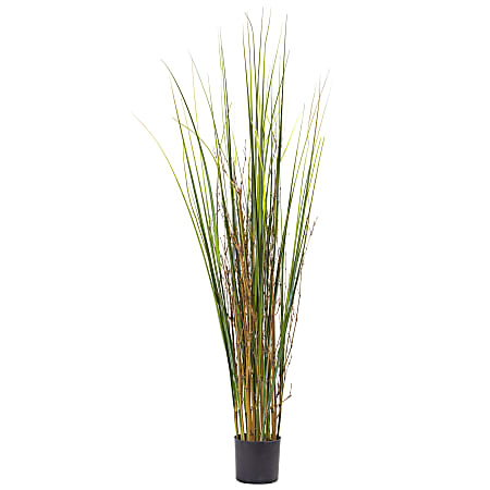 Nearly Natural Grass & Bamboo 48”H Artificial Plant With Pot, 48”H x 10”W x 10”D, Green