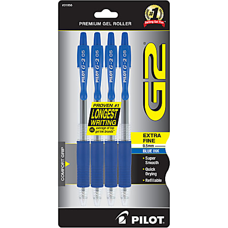 Pilot G2 Retractable Gel Pens Extra Fine Point 0.5 mm Clear