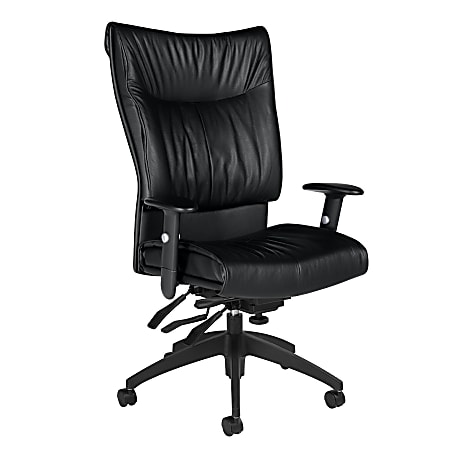 Global® Softcurve™ Bonded Leather High-Back Multi-Tilter Executive Chair, Black