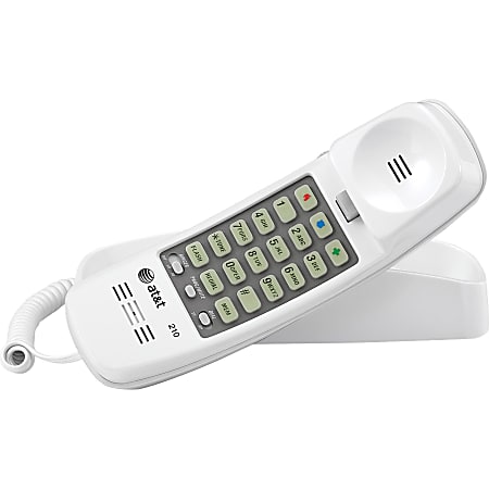 AT&T 210 Corded Trimline Phone with Speed Dial and Memory Buttons, White, Sold as 1 Each