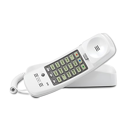 AT&T 210 Corded Trimline Phone with Speed Dial and Memory Buttons, White