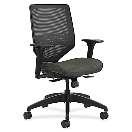 HON® Solve Fabric Mid-Back Task Chair, Ilira-Stretch Mesh Back, Black