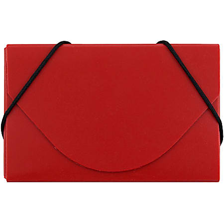 JAM Paper® Plastic Business Card Case With Round Flap, 3 1/2" x 2 1/4" x 1/4", Red