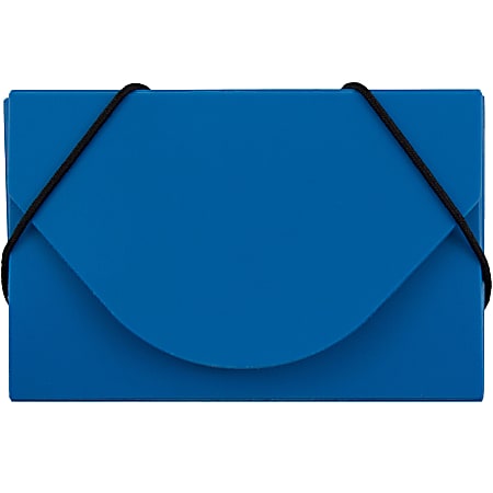 JAM Paper® Plastic Business Card Case With Round Flap, 3 1/2" x 2 1/4" x 1/4", Blue