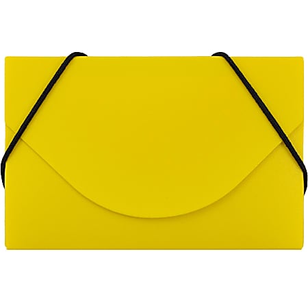 JAM Paper® Plastic Business Card Case With Round Flap, 3 1/2" x 2 1/4" x 1/4", Yellow