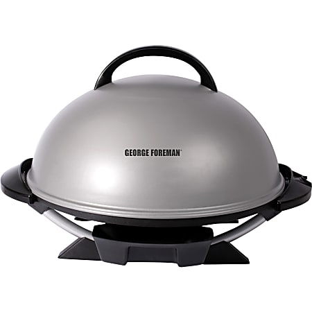 George Foreman Indoor|Outdoor 15+ Serving Domed Electric Grill - Silver - 2 Sq. ft. Cooking Area - Electric - Freestanding - Indoor/Outdoor - Silver