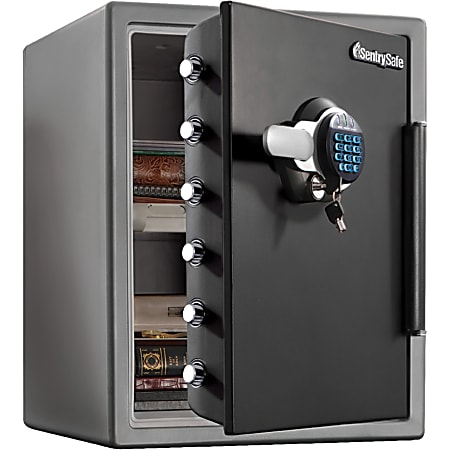 Sentry Safe Digital Fire/Water Safe - 2 ft³ - Digital, Programmable, Dual Key Lock - 4 Live-locking Bolt(s) - Fire Proof, Water Resistant, Pry Resistant  - Internal Size 19.60" x 14.80" x 11.90" - Overall Size 23.8" x 18.6" x 19.3" - Gray - Steel, Steel