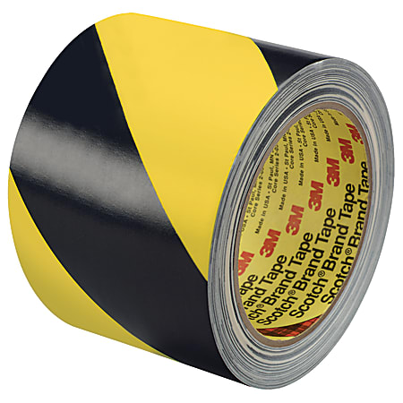 3M™ 5702 Striped Vinyl Tape, 1.5" Core, 3" x 36 Yd., Black/Yellow, Case Of 12