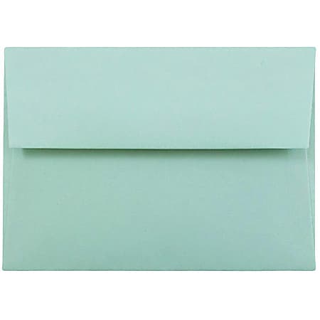 JAM Paper® Booklet Envelopes, #4 Bar (A1), Gummed Seal, Aqua Blue, Pack Of 25