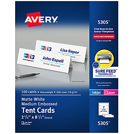 Avery® Printable Tent Cards With Sure Feed® Technology,