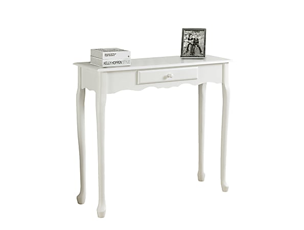 Monarch Specialties Console Table, Scalloped, Single Drawer , Antique White