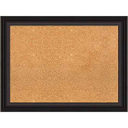 Amanti Art Cork Bulletin Board, 33" x 25", Natural, Trio Oil Rubbed Bronze Polystyrene Frame