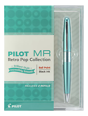 Pilot® Metropolitan Retro Pop Ballpoint Pen, Medium Point, 1.0 mm, Turquoise Dot Barrel, Black Ink