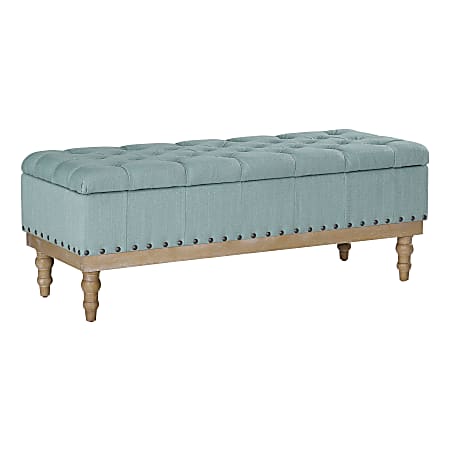 Office Star Landis Wood Storage Bench, Sea Blue