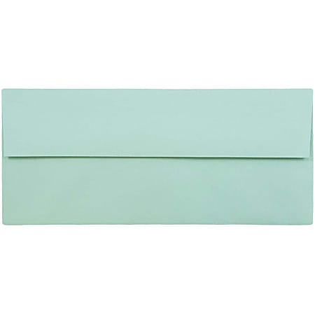 JAM Paper® Booklet Envelopes, #10, Gummed Seal, Aqua Blue, Pack Of 25