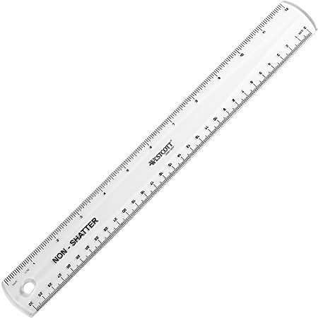 Westcott Non-Shatter Plastic Ruler, 12", Clear