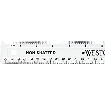 Westcott Kleenearth Recycled Ruler, 12, Plastic, Imperial/Metric