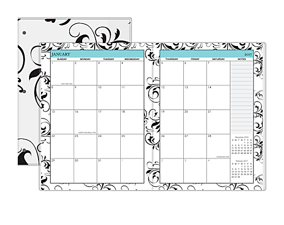 Divoga® Monthly Planner, 8 1/4" x 10 3/4", Customizable Cover, January to December 2017