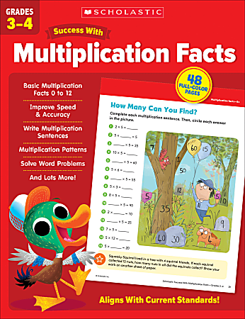 Scholastic Success With Multiplication Facts Workbook, Grades 3 to 4