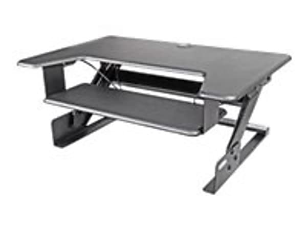 Kantek Sit-to-Stand Desk Riser, 20"H x 35-1/2"W x 24"D, Black