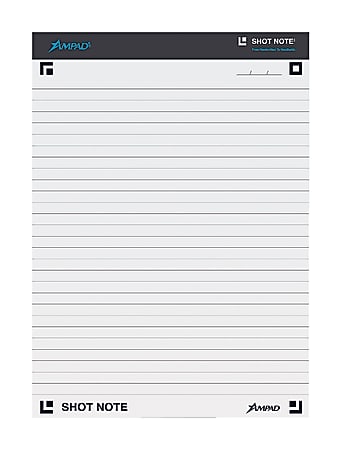 Ampad® Shot Note Writing Pad, Wide, 8 1/2" x 11 3/4", White
