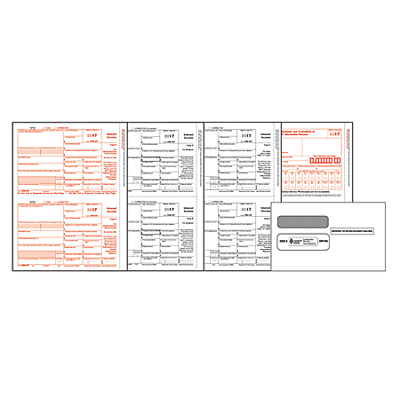 ComplyRight 1099-INT Inkjet/Laser Tax Forms With Envelopes For 2017, 2-Up, 4-Part, 8 1/2" x 11", Pack Of 100