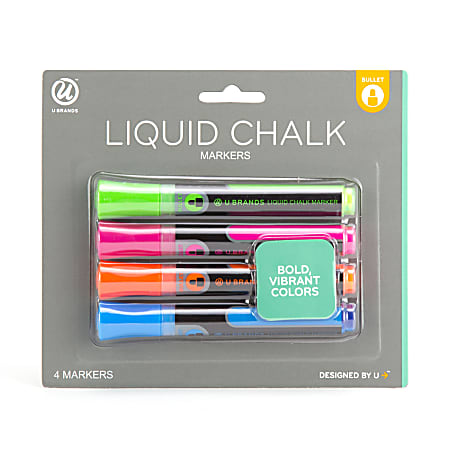 U Brands 4ct Bold Liquid Chalk And Dry Erase Markers Bright Neon : Target