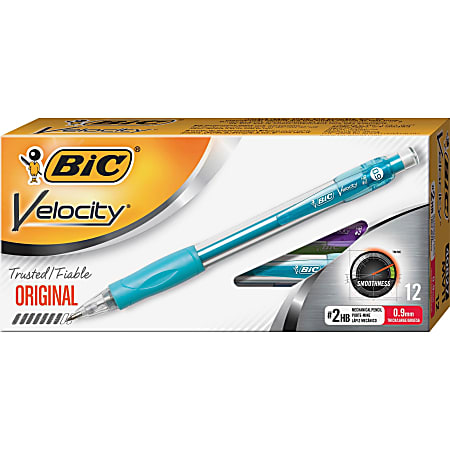 BIC® Mechanical Pencils, #2 Lead, Bold Point, 0.9 mm, Turquoise Barrel, Pack Of 12