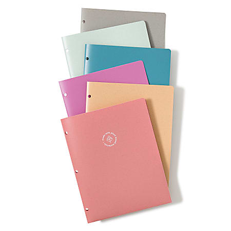 U Brands U-Eco™ Poly 2 Pocket Folders, 3-Hole Punch, Letter (8 1/2" x 11"), Assorted Colors, Pack Of 12
