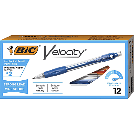 BIC® Mechanical Pencils, #2 Lead, Medium Point, 0.7 mm, Blue Barrel, Pack Of 12