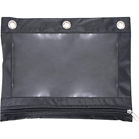 Advantus Binder Pencil Pouch - 3 x Holes - Ring Binder - Rectangular - Black, Clear - Vinyl - 1 Each