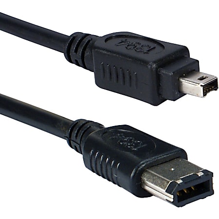 QVS 25ft IEEE1394 FireWire/i.Link 6Pin to 4Pin A/V Black Cable - 25 ft FireWire Data Transfer Cable for Camcorder - First End: 1 x Male FireWire - Second End: 1 x Male FireWire - Shielding - Black