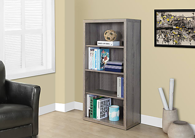Monarch Specialties 48"H 3-Shelf Adjustable Bookcase, Dark Taupe