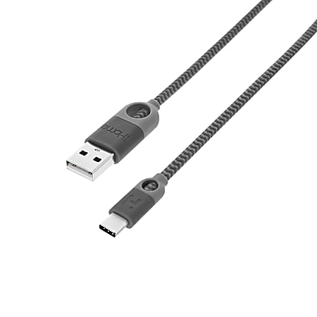 iHome Nylon USB Type C to Male USB A 2.0 Charge Sync Cable 5 Black IH ...