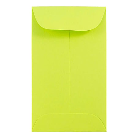 JAM Paper® Coin Envelopes, #3, Gummed Seal, Lime Green, Pack Of 50 Envelopes