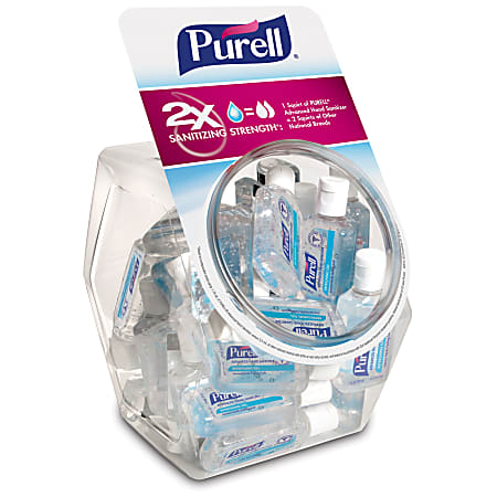 Purell® Advanced Hand Sanitizer Refreshing Gel, 1 Oz, Clean Scent, 1 Fl Oz Travel Size Flip-Cap Bottle with Display Bowl,  Pack Of 36