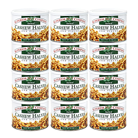 Superior Nut Salted Cashew Halves, 8 oz, 12 Count